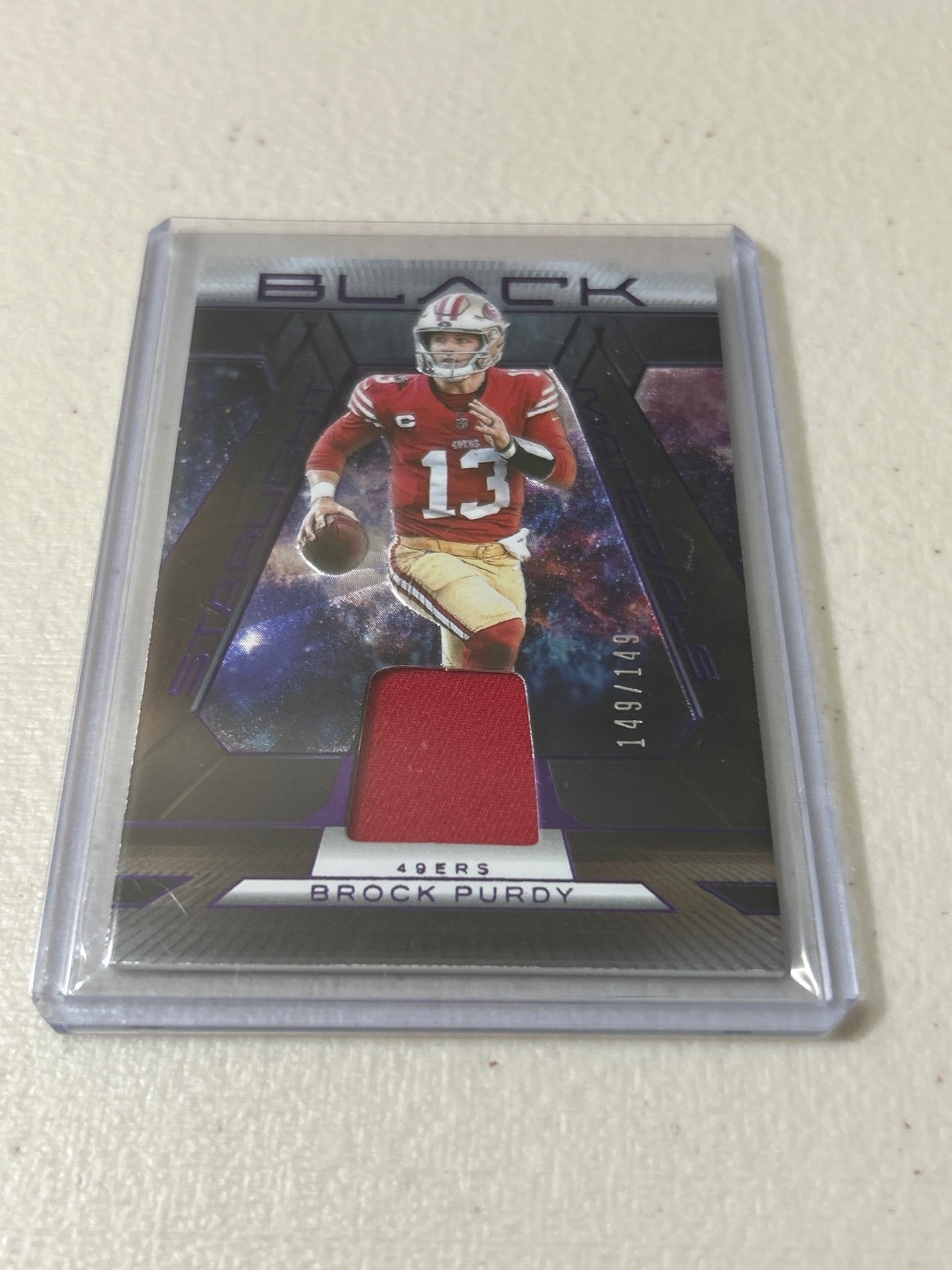 2025 Panini Black Football Brock Purdy 49ers Game-Used Jersey Card #149/149