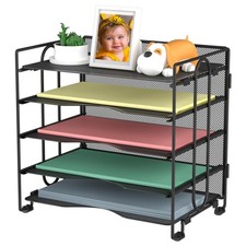 BOHDK Letter Tray Paper Organizer, 5 Tier Desk 5 File Holder (No Cloth Bag)