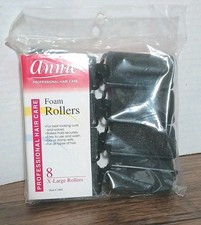 Annie X-Large 1-1/4" Foam Hair Rollers - Black - 8 PCS. Model 1064 3 Packs