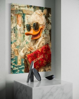 Donald Duck Leinwandbild Dagobert Duck Pop Art Geld Money Van Gogh Style Ente