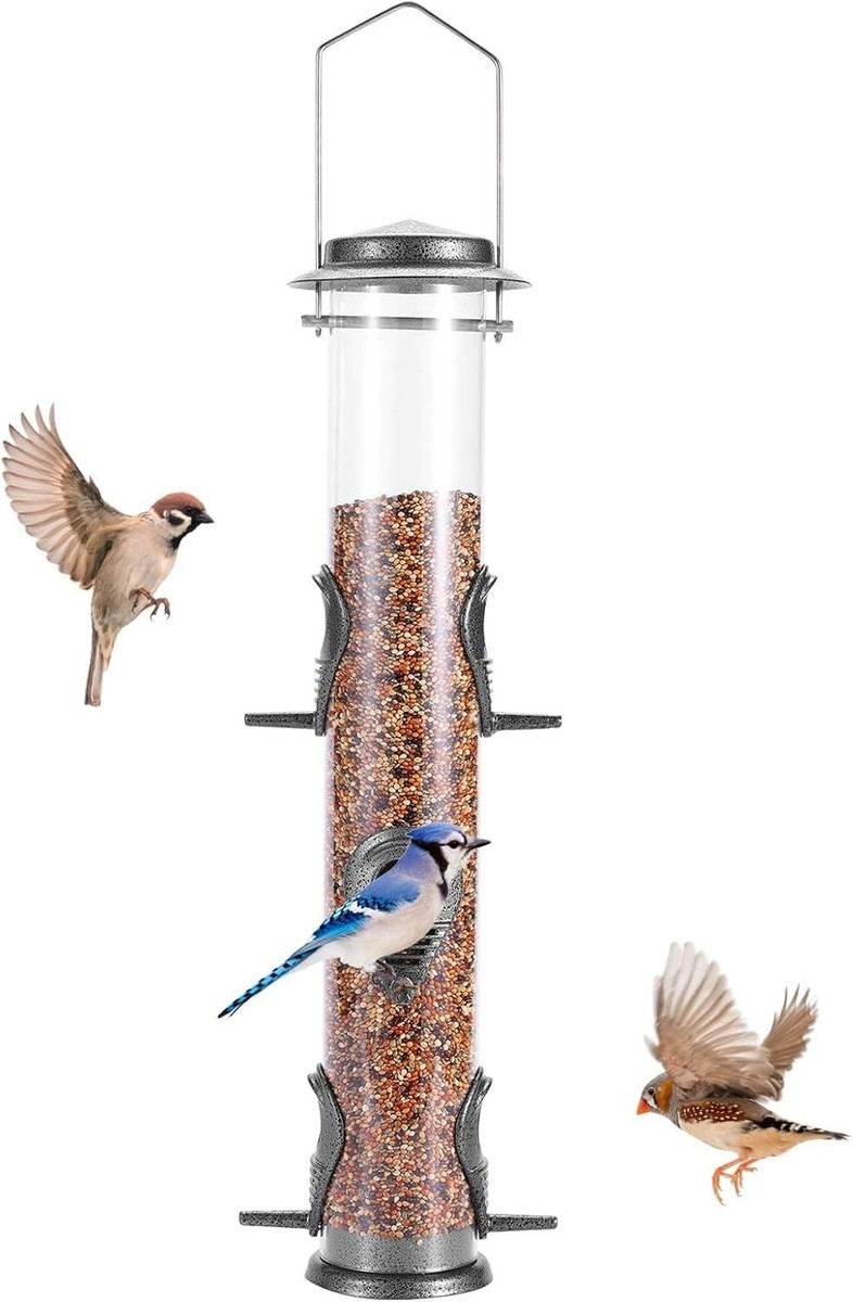 1PK Metal Bird Feeders with 6 Feeding Ports,Tube Bird Feeder with
