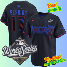 Men's Toronto Blue Jays #17 Jose Berrios 2025 World Series Stitched Jersey