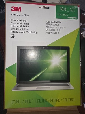 3M Anti-Glare Bright Screen Privacy Filter for 13.3'' Widescreen Laptop, 16:9