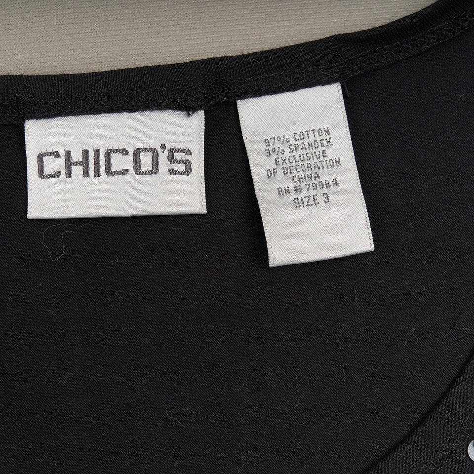 Camiseta sin mangas Chico's para mujer 3 negra algodón elástico con cuentas Foto 3 de 4