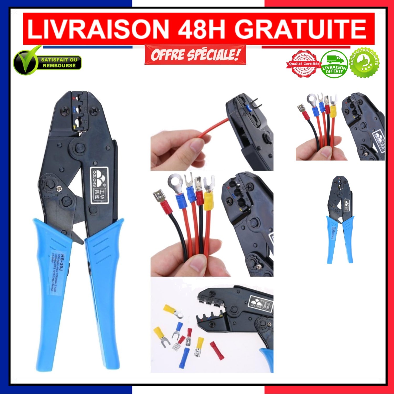 Outil de Sertissage Hilitchi 22-10 AWG pour Éviter les Mauvais Contacts Électriques