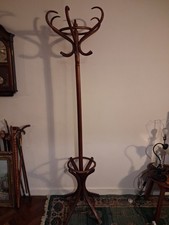 Thonet style vintage bentwood tall coat and hat stand early modernist design