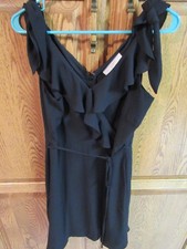 Women's Loft Black Ruffle Neck Sleeveless Mini Dress - Size 10