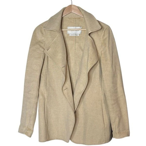 Blazer Abrigo Chaqueta Max Mara 100% Cachemira Beige Crema Talla 10 Minimalista Lujo Foto 2 de 4