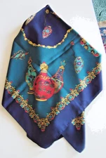 Scarf Vtg Perfume Bottles Head Covering  Hijab Shaw Multicolor Polyester 30" Sq