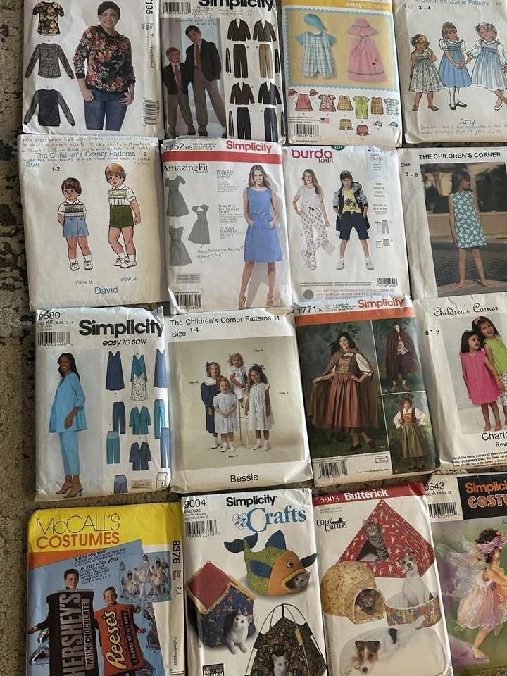 Huge Vtg. Sewing Patterns Lot Dresses Kids Dolls Pets Pants Tops Holiday Baby - Image 4 of 4