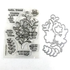 Simon Says TRUE FRIEND Clear Stamp SSS302433c and Matching Die Set