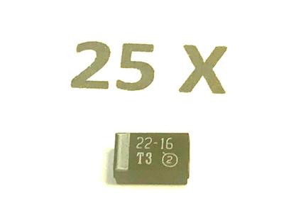 22uF, 16V, Tantal, SMD, 10%, Bauform= D, 22µF, VISHAY, 293D226X9016D2T, 25 Stück
