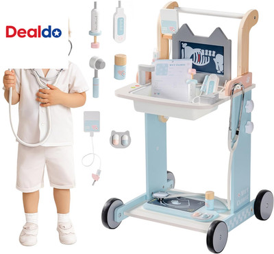Doctor Kit for Toddlers, Wooden Kids Doctor Play Set with Medical Cart & Accesso
