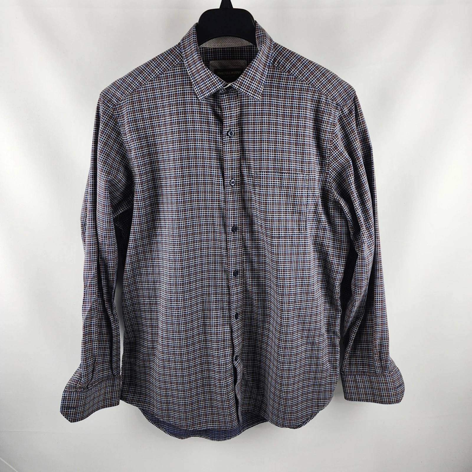 Johnston Murphy Dress Shirt Mens Large Multi Checks L/S Button Up