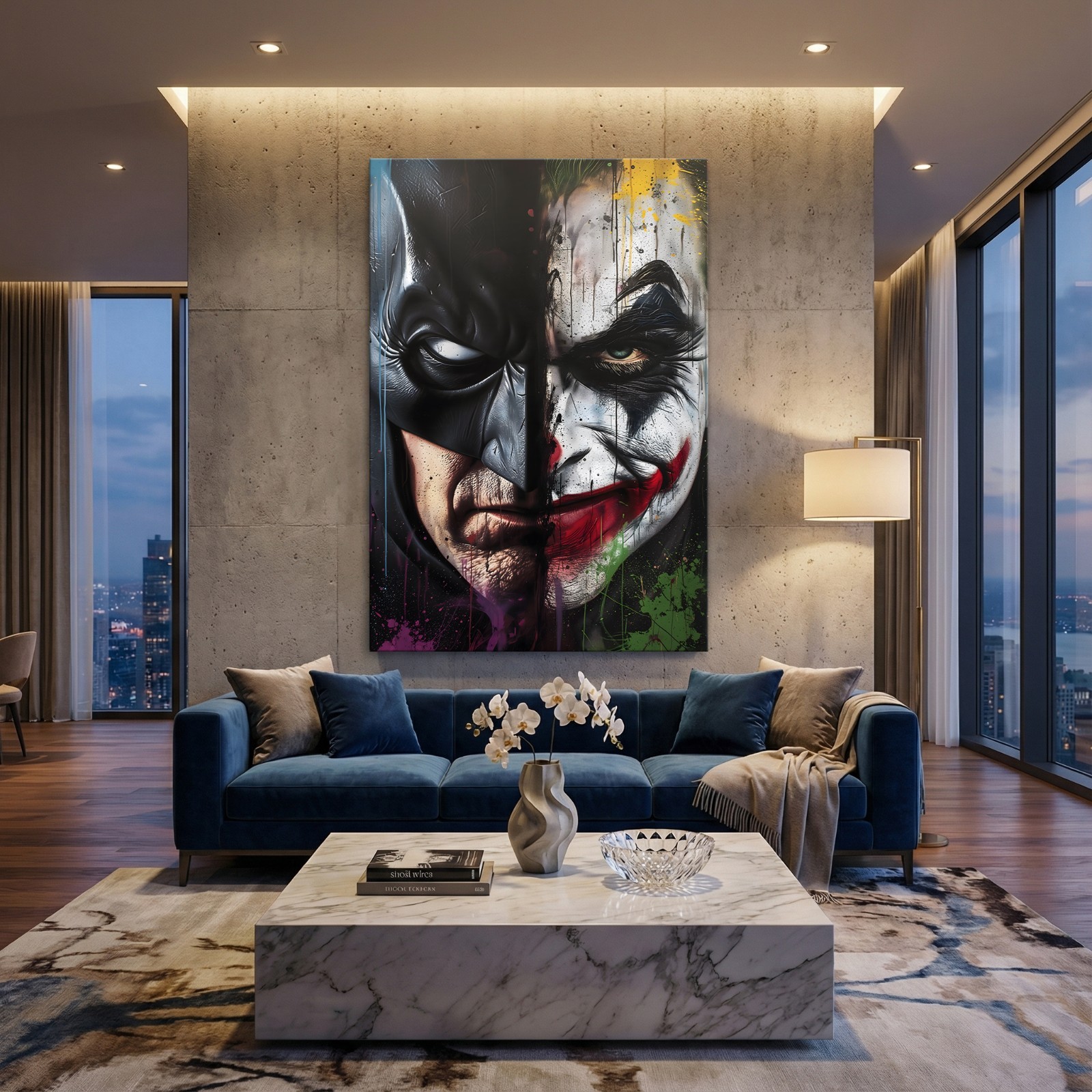 Quadro arte pop art Batman e Joker vetro acrilico, tela o poster foto 3