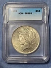 1922 Peace Silver Dollar Icg Ms63 Beautiful Coin $1 US Silver Coin