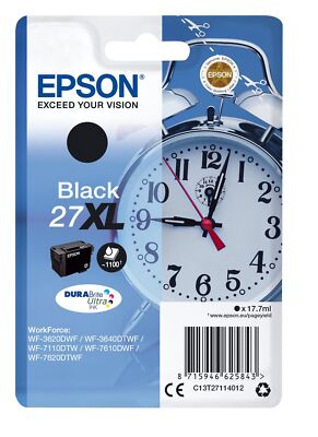 Original Epson 27XL Black WorkForce WF-3620DWF WF-3640DTWF WF-7620 WF-7720DTWF