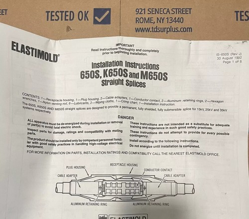 ELASTIMOLD EMPALME, RECTO, 15/25KV, 250KCMIL, 0.98-1.180", K650S-L0270-L0270 - Imagen 3 de 4