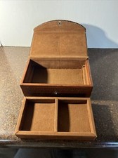 Ancienne boîte en cuir usiné House Of Oppenheim avec plateau Juarez, Mexique 7” X 4”