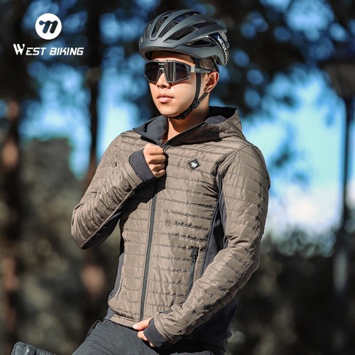 WEST BIKING Winter warme Radjacke Langarm winddicht Mantel Trikot Kapuze - Bild 30 von 32