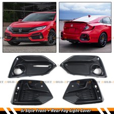 For 16-21 Honda Civic Si 4dr Sedan Front Rear Bumper Fog Light Garnish Covers For 16-21 Honda Civic Si 4dr Sedan Front Rear Bumper Fog Light Garnish Covers