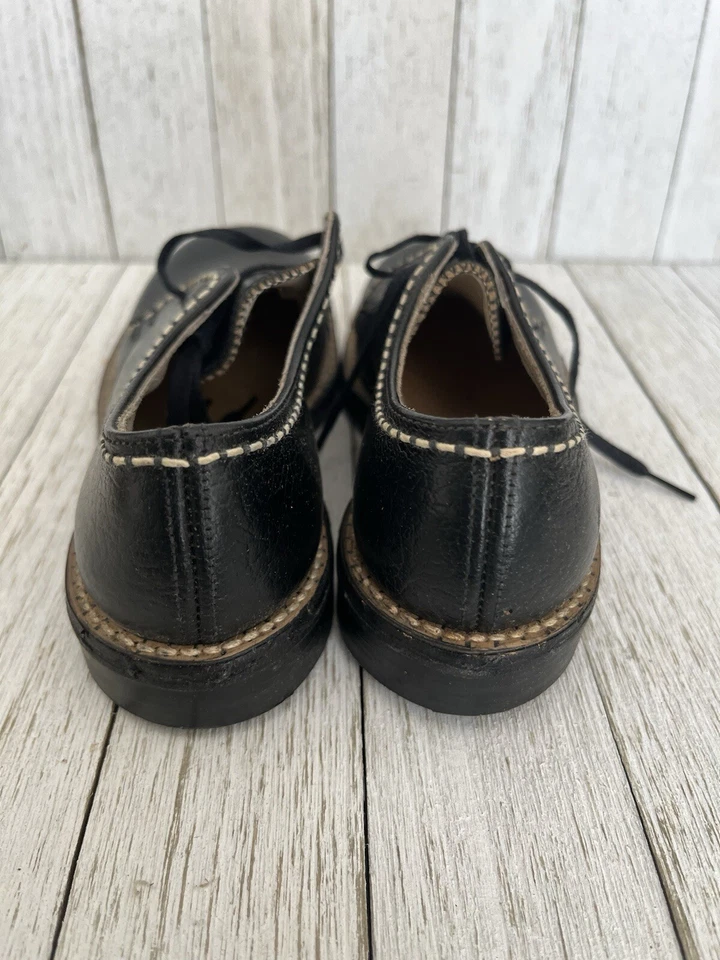 Zapatos Oxford Vintage Niños Cuero Negro - Niño Pequeño Talla 10.5 Años 50-60 Nuevos de Lote Antiguo Foto 4 de 4