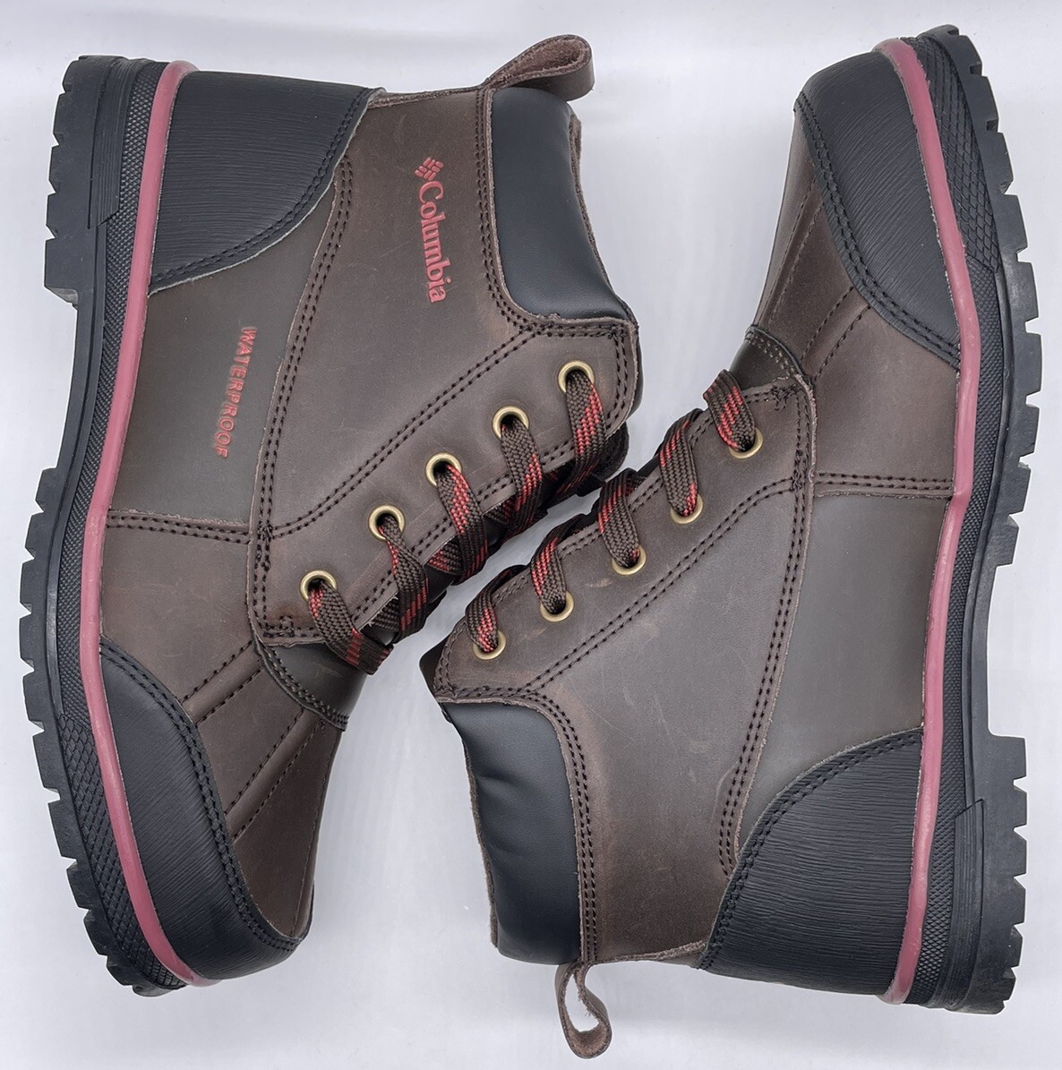 Columbia Youth Wrangle Peak Waterproof Boots Brown Red BY1337-231 Size 4 NWOB