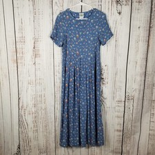 Vintage LAURA ASHLEY Floral Blue Lined Modest Dress US 6 UK 10 Cottagecore