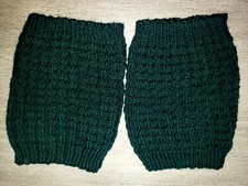 womens DARK GREEN KNIT BOOT TOPS stretchy WARM one size fits most CLEAN