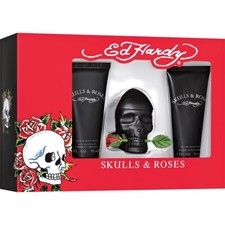 Ed Hardy Skulls  Roses 3pc Set 2.5 oz 75ml EDT Men NEW in box