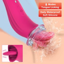 Clit Licking Tongue Sucking Vibrator G-spot Dildo Oral Anal Sex Toys Women USB