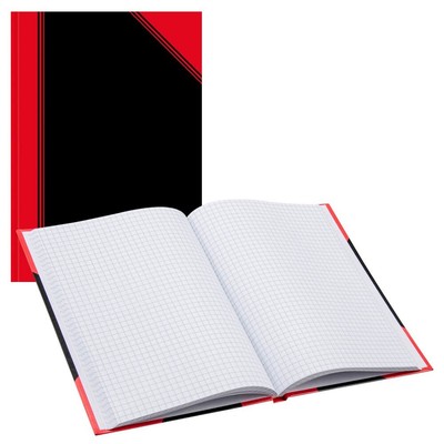 Notizbuch kariert schwarz/rot A7 Chinakladde mit Hardcover BANTEX