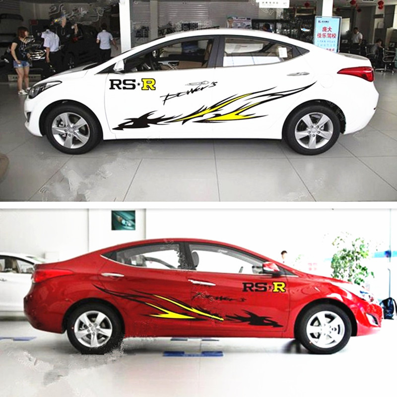 A Set Black Red RSR Firebird Car Body Side PVC Garland Sticker Racing