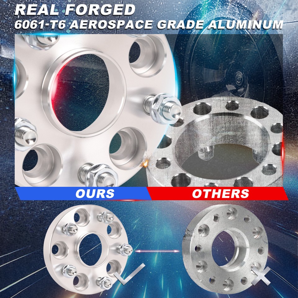 4-Piece 25mm (1") Forged Wheel Adapters - 5x100 To 5x114.3 Bolt Pattern, 12x1.5 Lugs