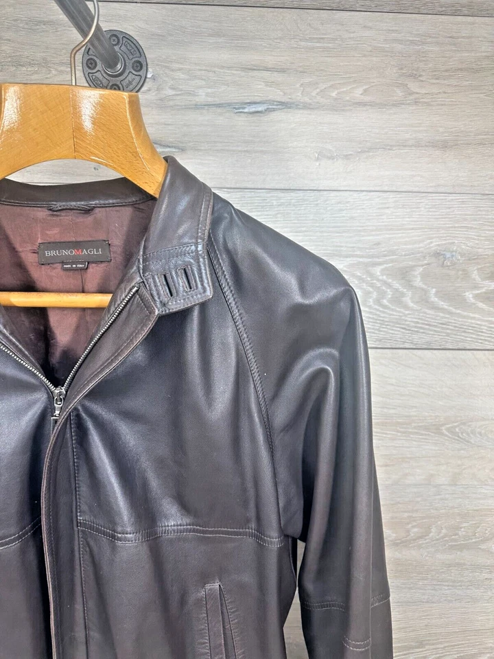 Bruno Magli * потрясающий мужской коричневый кожаная куртка размер 40 сделано в Италии - Изображение 2 из 4