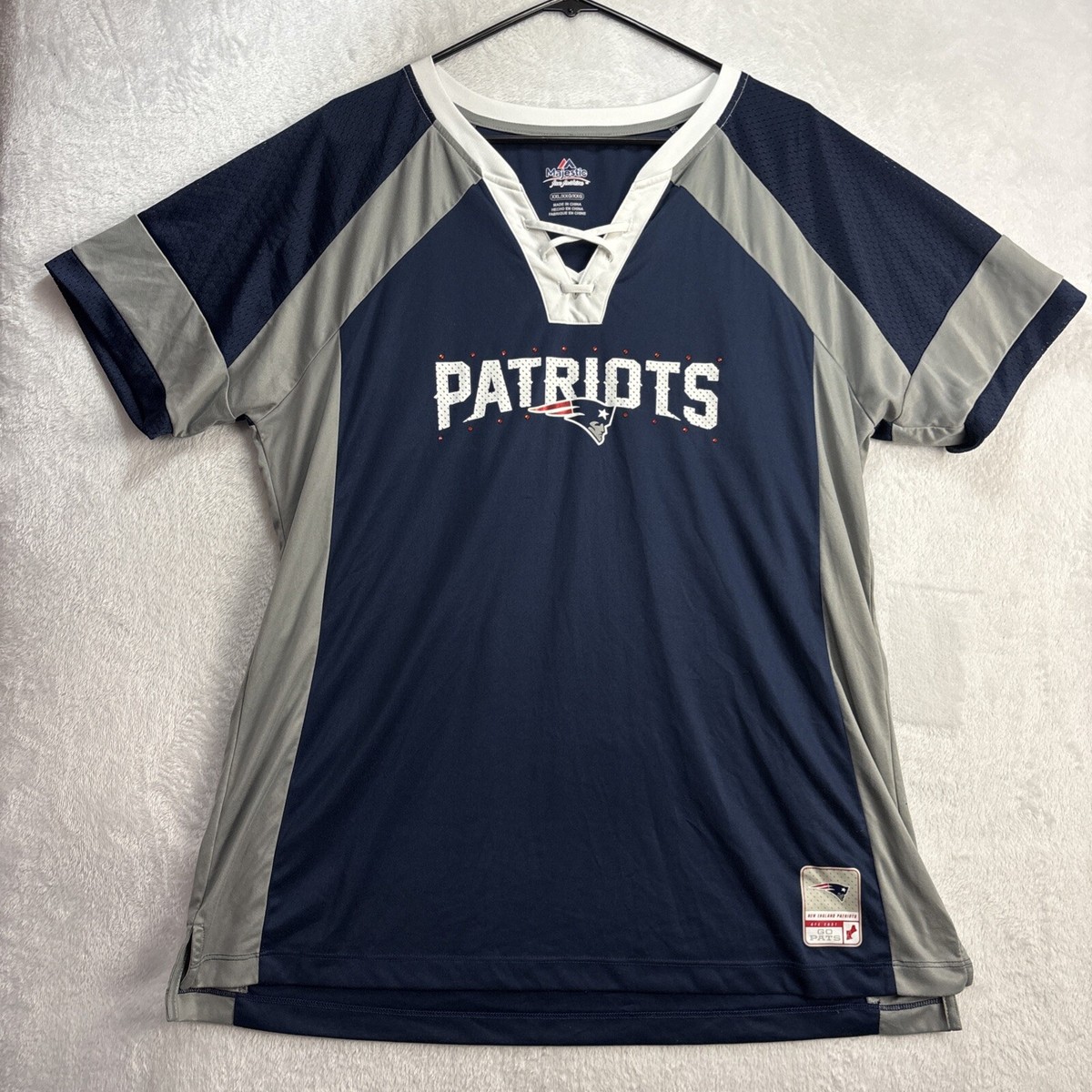 New England Patriots Football Shirt Womens 2XL Blue Short Sleeves