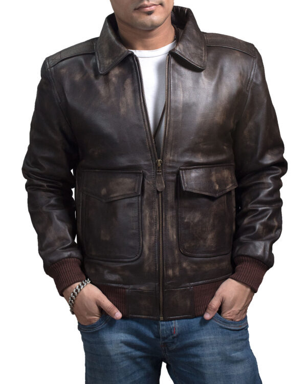 Men's Leather Jacket A2 Flight Distressed Vintage Brown Men's Leather Jacket A2 Flight Distressed Vintage Brown