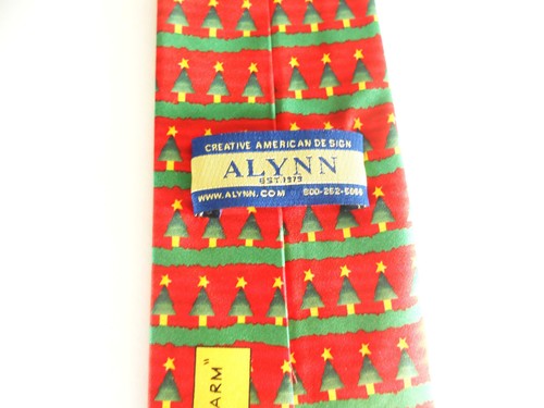 Alynn Christmas Tree Farm Silk Tie Creative American Design Red Green - Picture 3 of 12