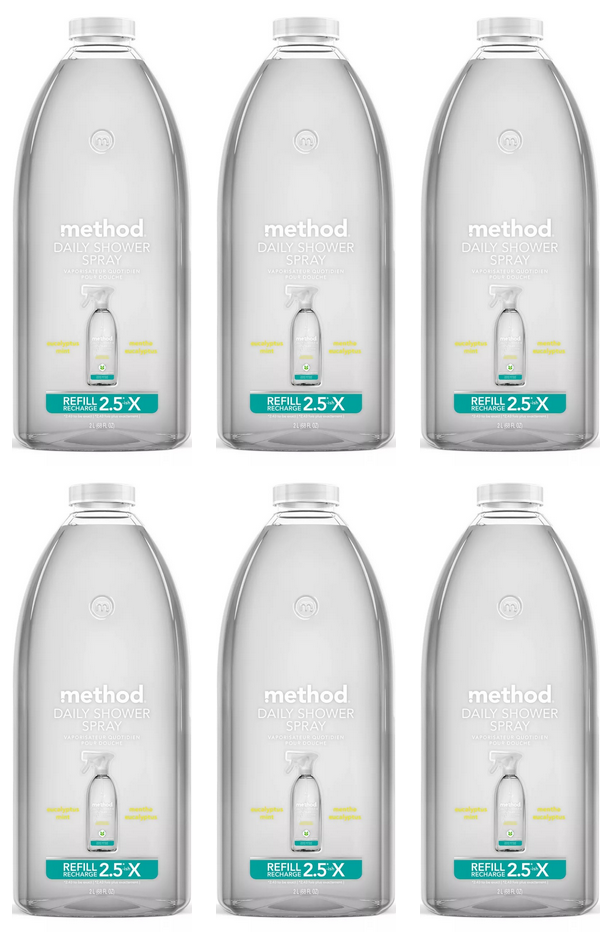 6 x Method Daily Shower Spray Cleaner Refill Eucalyptus Mint 68 oz =408