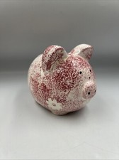 Kids Piggy Bank Vintage Ceramic Piggy Bank in a Spotted Maroon