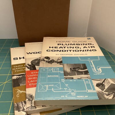 Popular Science Book Set (Sharpening, Wood Finishing, Plumbing Heat Air) 1967
