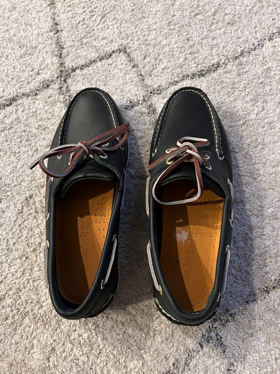 Timberland Mens 2 Eye Classic Leather Boat Shoes 74036 Navy  display picture 2
