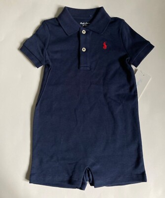 Polo Ralph Lauren Baby Boy Romper Shortall Pony Logo Size 3M
