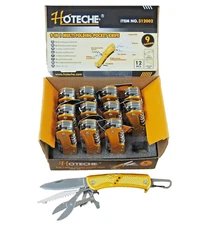 Lot of (12) 9 in 1 Pocket Knife Multi Tool Folding Stainless Steel Display Box