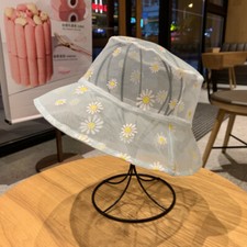 Lady Floral Daisy Bucket Hat Mesh Lace Fishing Bush Cap Summer Sheer Sun Holiday
