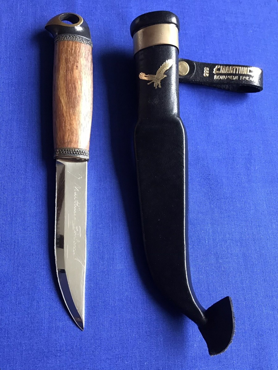 MARTTINI BRONZE BIRD EAGLE KNIFE NO. 555 CURLY BIRCH HANDLES MADE