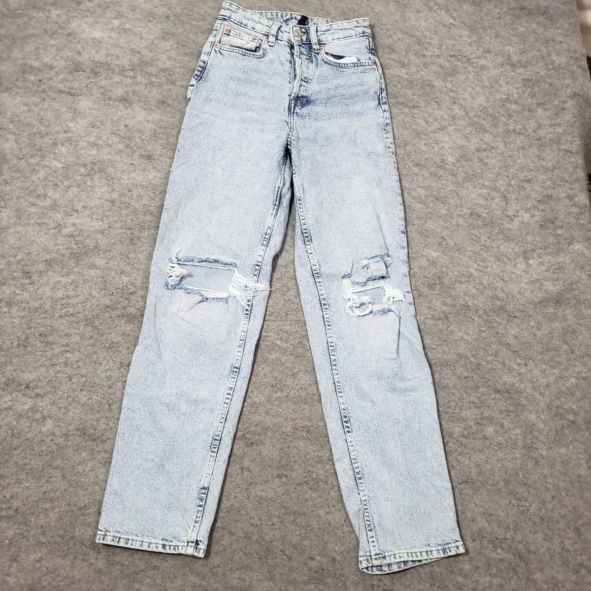 HM Divided Jeans 2 Mom High Rise Light Wash Distressed Denim Pants | eBay