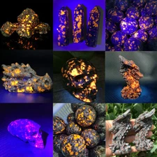Natural Raw/Polished Yooperlite Flame Fire Stone Rock Crystal Ball Dragon Skulls