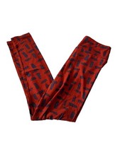 Lularoe OS One Size Leggings Soft Rust Red Abstract 2424