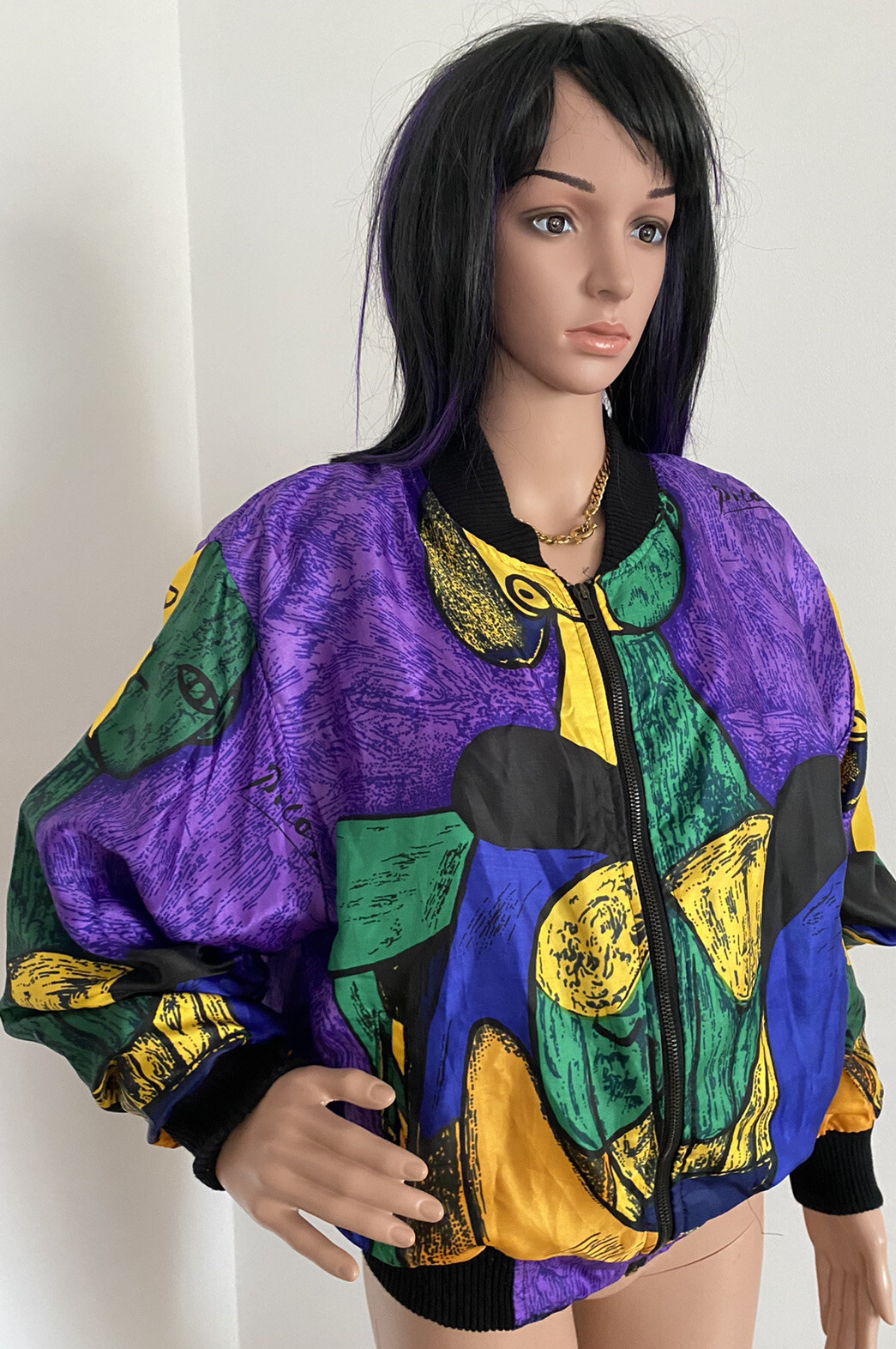 Vintage 90s Rare ❤️Pablo Picasso❤️ Satin Bomber Jacket Unisex Adults